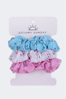 Flower Power Hair Scrunchies – Set of 3