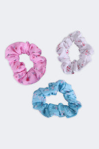 Flower Power Hair Scrunchies – Set of 3
