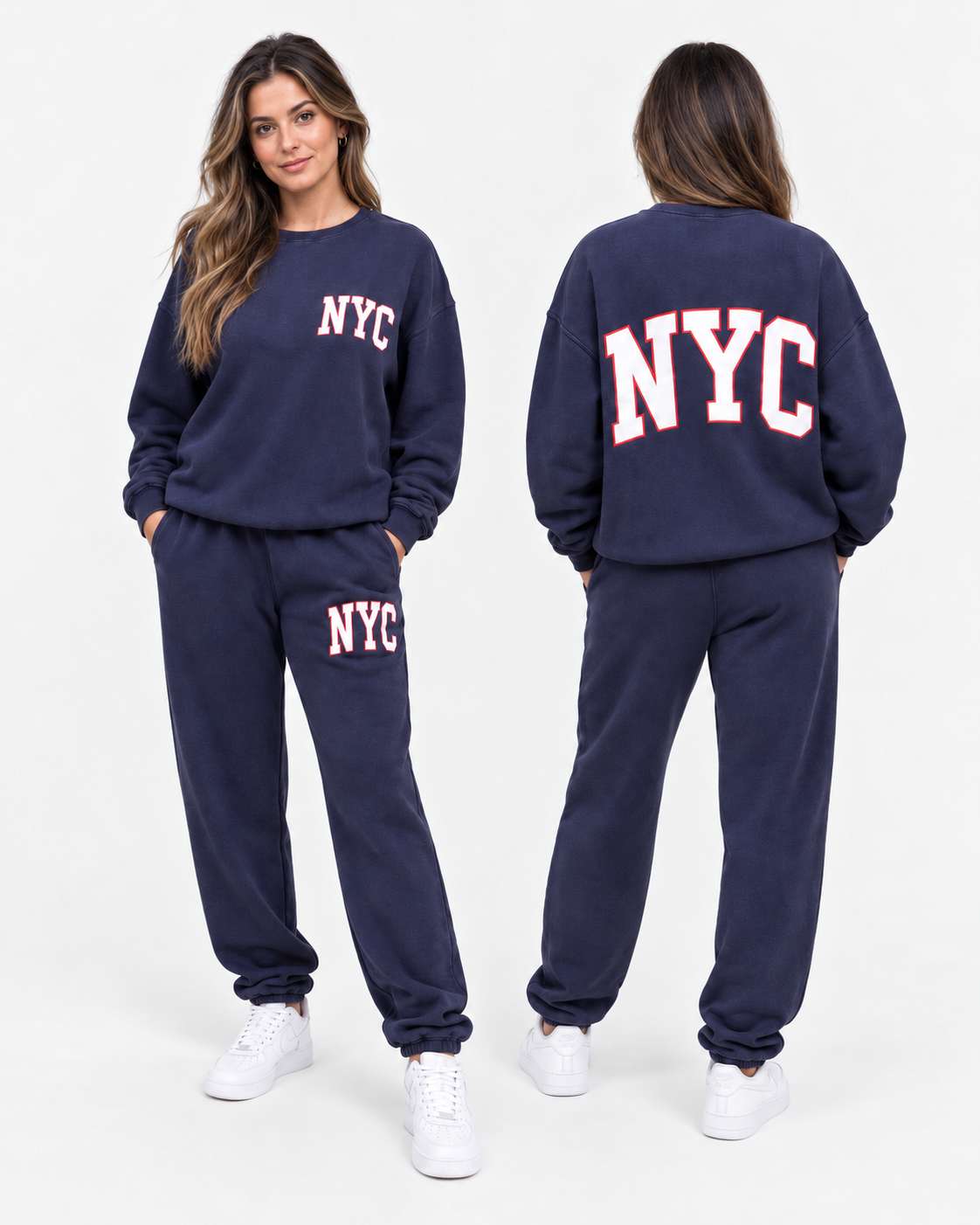 NYC Home Uniform crewneck and sweatpants set in vintage navy